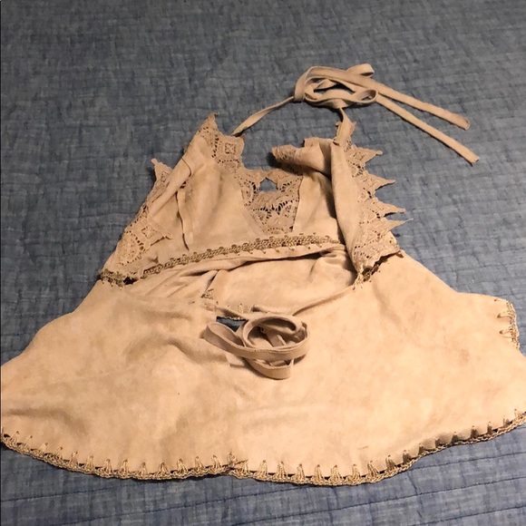 SOLD Suede lace peplum tank - Picture 4 of 4